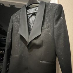 Black Blazer Coat Vest Pants Glitter 