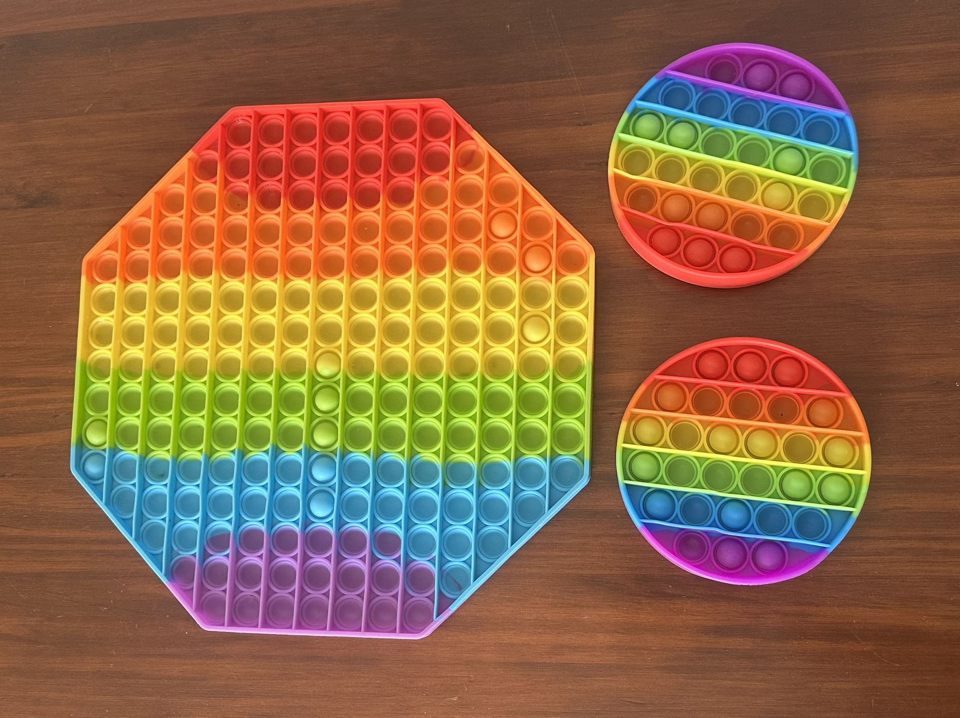 Set Of Jumbo Octagon And 2 Round Bubble Pop Fidget Toy