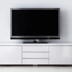 TV Unit With Media Storage - High Gloss White