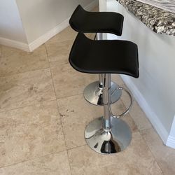 4 Black Leather Stools $35 Each