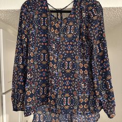 Navy Blue Pattern Blouse