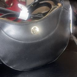 Handbag leather bag with gold logo