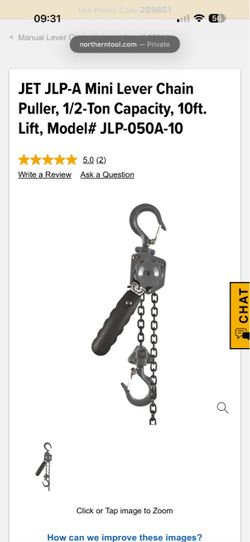 JET 1/4 TON LEVER HOIST 10' Lift