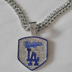 Los Angeles Dodgers ⚾️ 🧢 Baseball Iced Chain Necklace 20" Or 24" MANY OTHER TEAMS AVAILABLE SHIPPING AVAILABLE