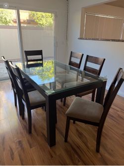 Wooden table 6 dining chairs