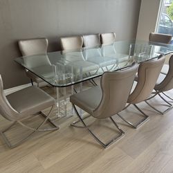 Luxury Two-Tone Custom Glass Dining Table 110” length