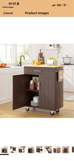 Kitchen Island on Wheels with Storage Cabinet & Drawer, 26" Width Rolling Kitchen Table, Cart Handle for Towel Rack or Free Mobility, Portable Islands