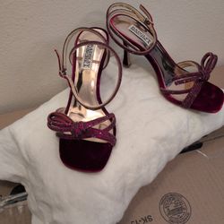 Size 61/2 Red Velvet Dress Sandals (Badgley Mischka)