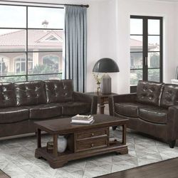 Leather sofa and loveseat 
