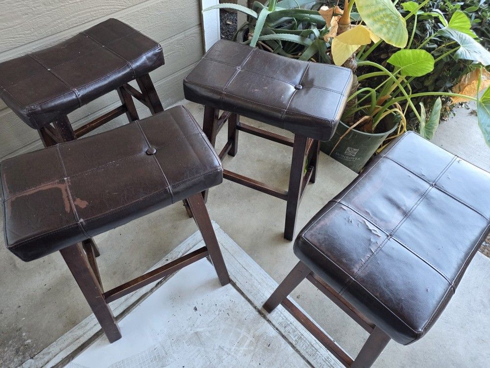 4 Brown Bar Stools 