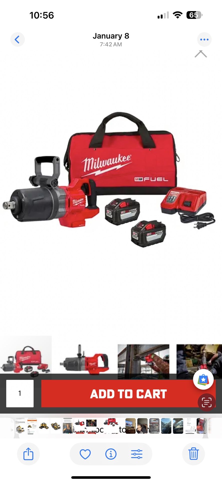 M18 FUEL 18V Lithium-Ion Brushless Cordless 1 in. Impact Wrench with D-Handle