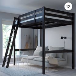 Full Size Loft Bed Frame, Black