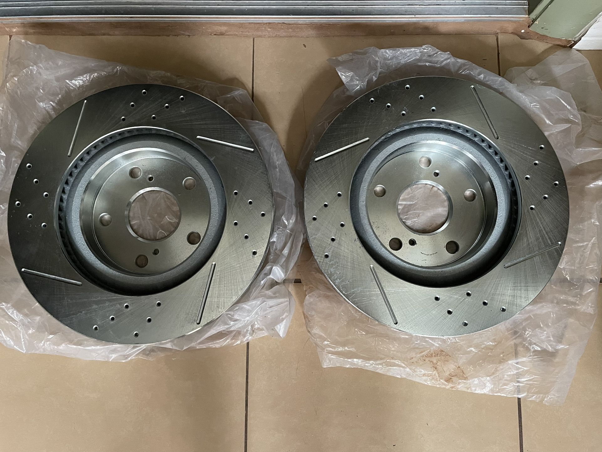 Disc Brake Rotor Set-Front Drilled, Slotted and Zinc Plated Brake Rotor Pair