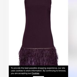 Tahari Purple Dress With Feather Size 14/16