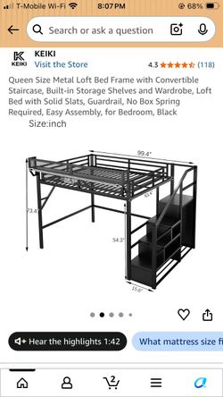 Queen Loft Frame