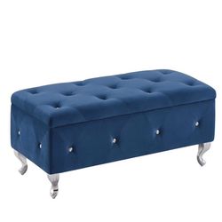 Home Storage Bench, Velvet Button and Diamond Design Bedside Stool, Suitable for Bedroom Entry