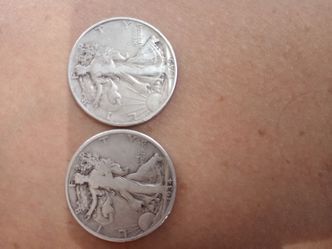 1934 and 1945 walking liberty silver half dollars