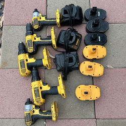 Dewalt Drills, Batteries, and Chargers