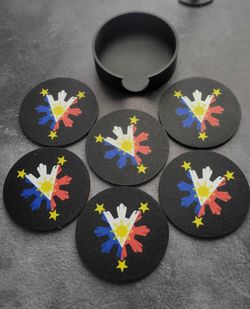 Philippine flag cold drink coasters