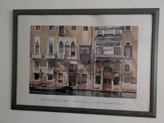 Large Jonathan Pike "Venice" Framed Art Print - 42.5"x30.5"