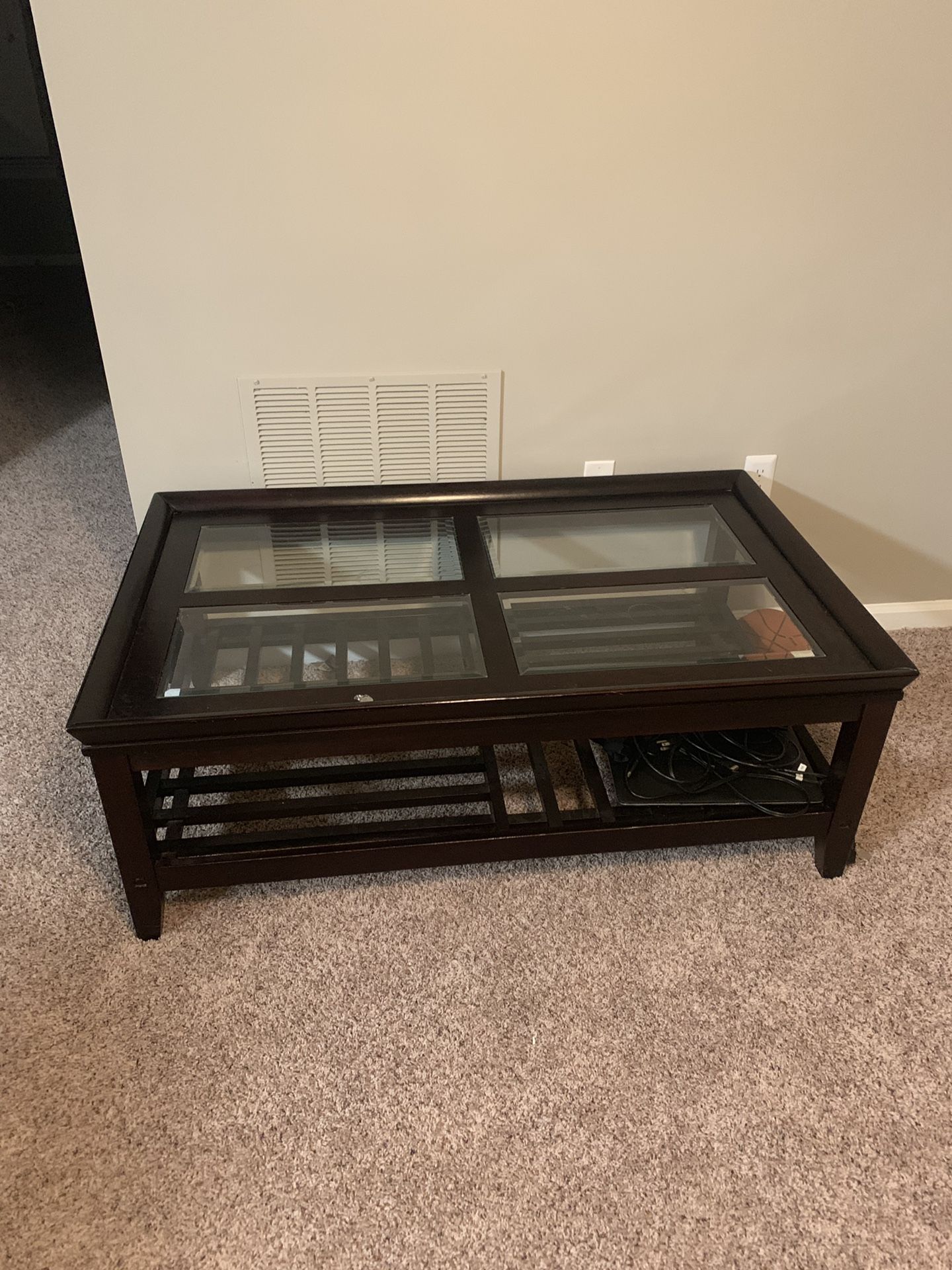 2 tables, rug, book shelf and queen size box spring. Need gone ASAP - package deal