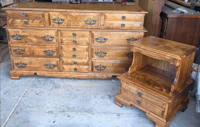 Solid Wood (I  believe maple) Dresser and Nightstand