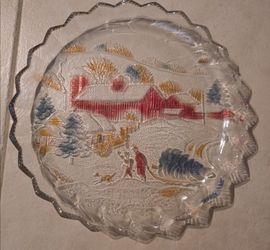Crystal Clear Studios Christmas 1992 Winter Estates 14" Round Platter