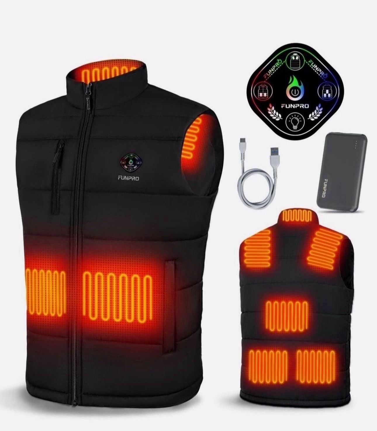 Heated Vest Lightweight Heated Jacket Windproof Waterproof for Women Men Black XXL