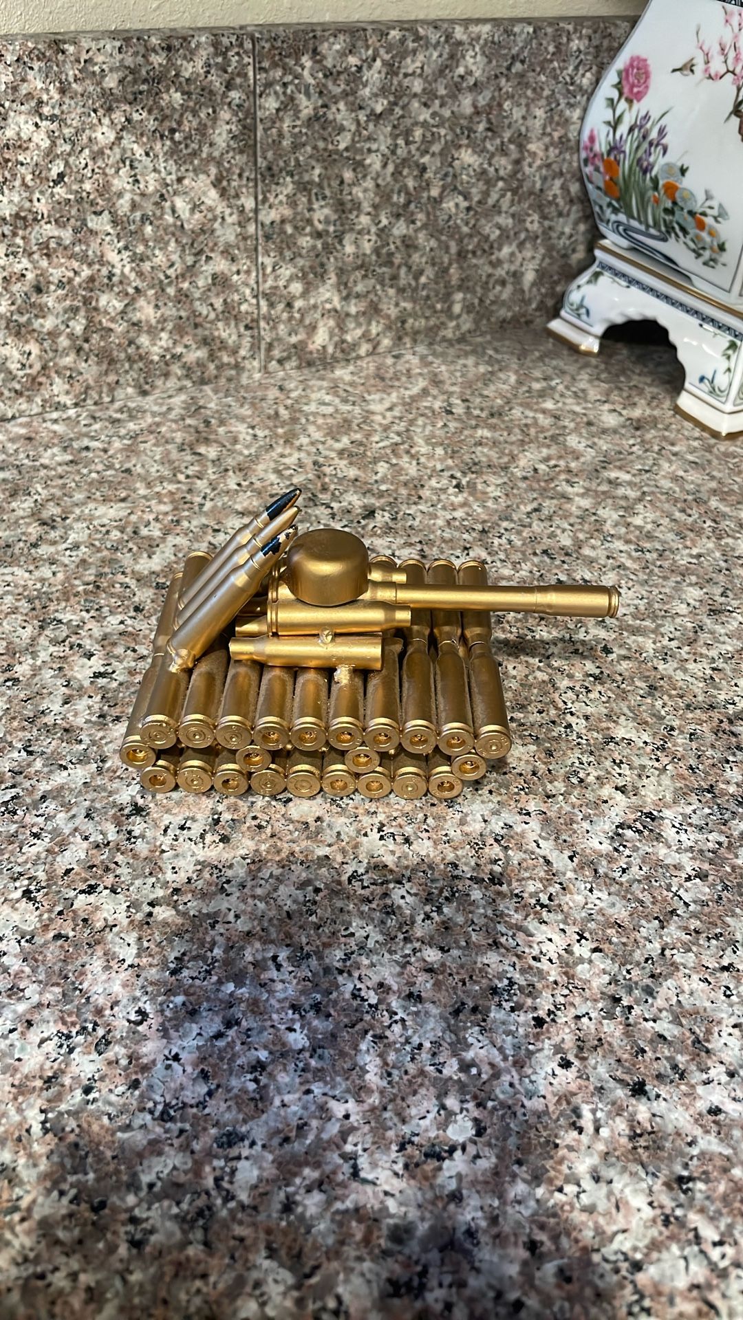 Army Tank Decor Made From Bullets.