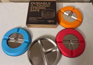 New  Durable Touch Strong Safe Divided Plates for Kids Pack of 4
