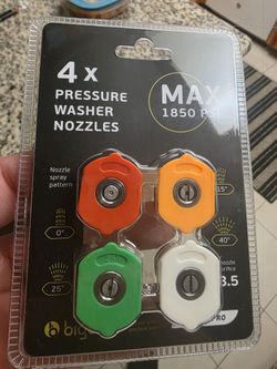 4-Pack Pressure Washer Nozzles Max 1850 PSI