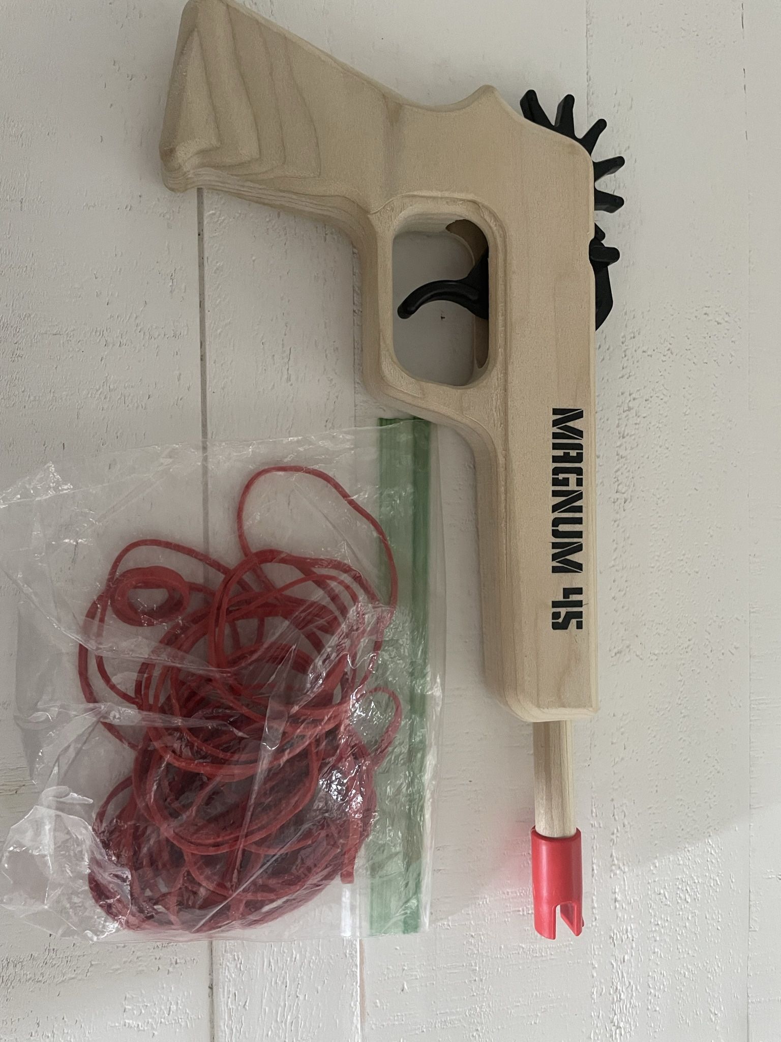 Wooden Rubberband Gun And 2 Nerfs