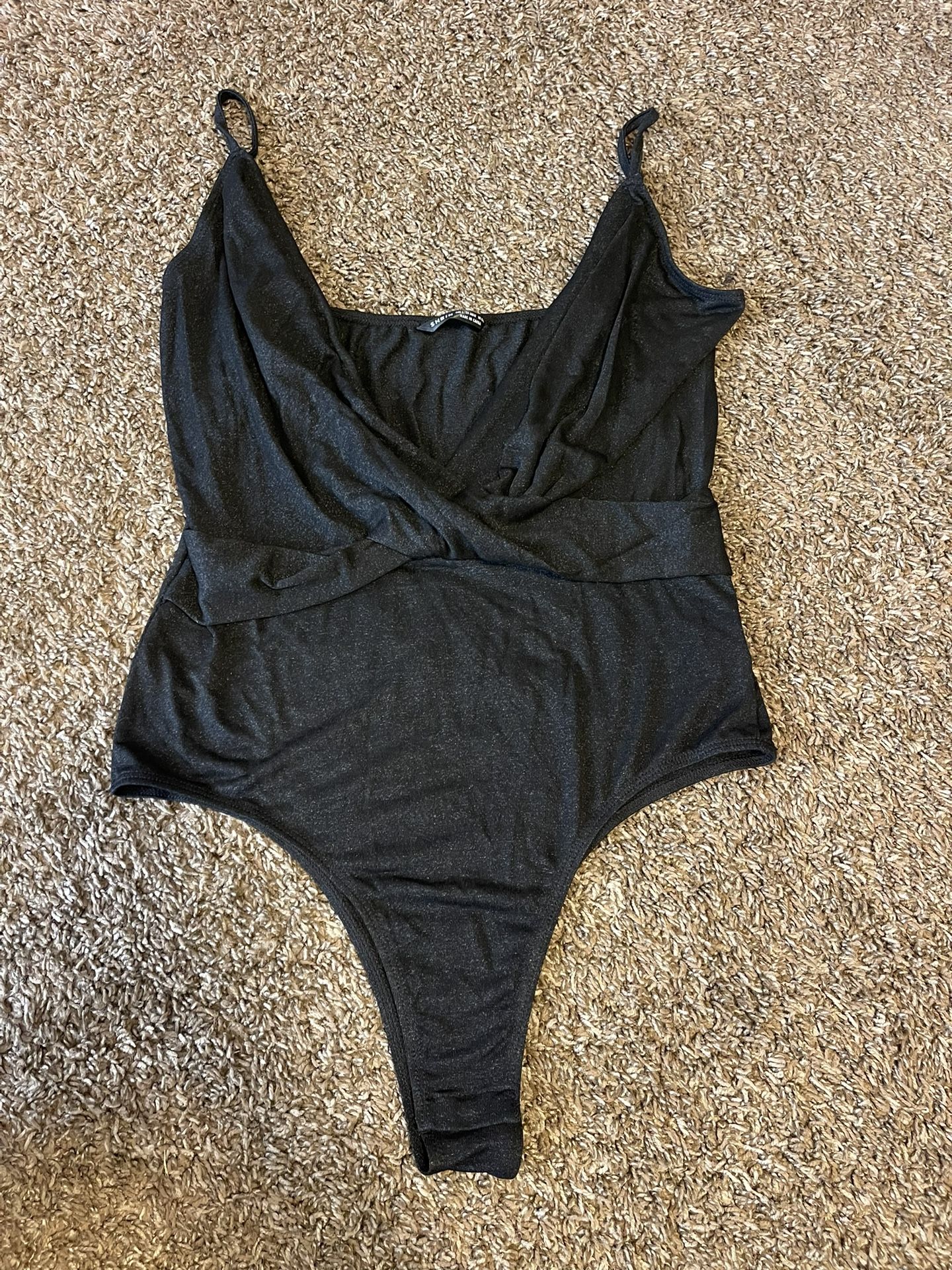 Womens Large Black With Sparkle Shein Bodysuit