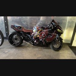 Kawasaki Custom Extended Single Side Swing Arm Fat Tire 360 Tricked Out ZX14