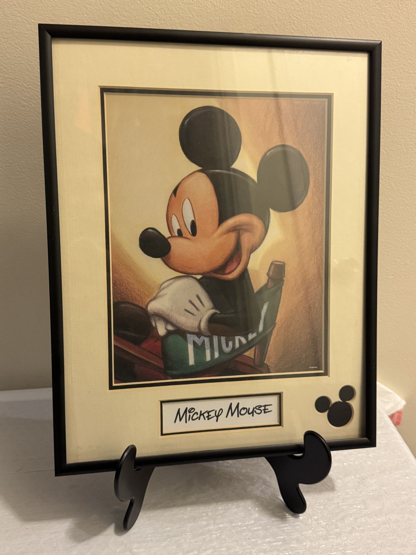 Framed Mickey Mouse Vintage Print Mickey Sitting in Director's Chair 15" x 12"