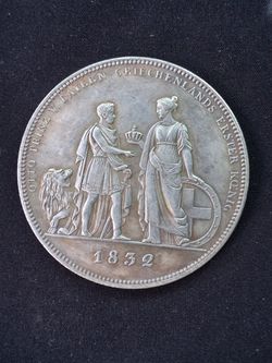 1832  GermanState  coin. Lion King ,Louis ,Ludwig