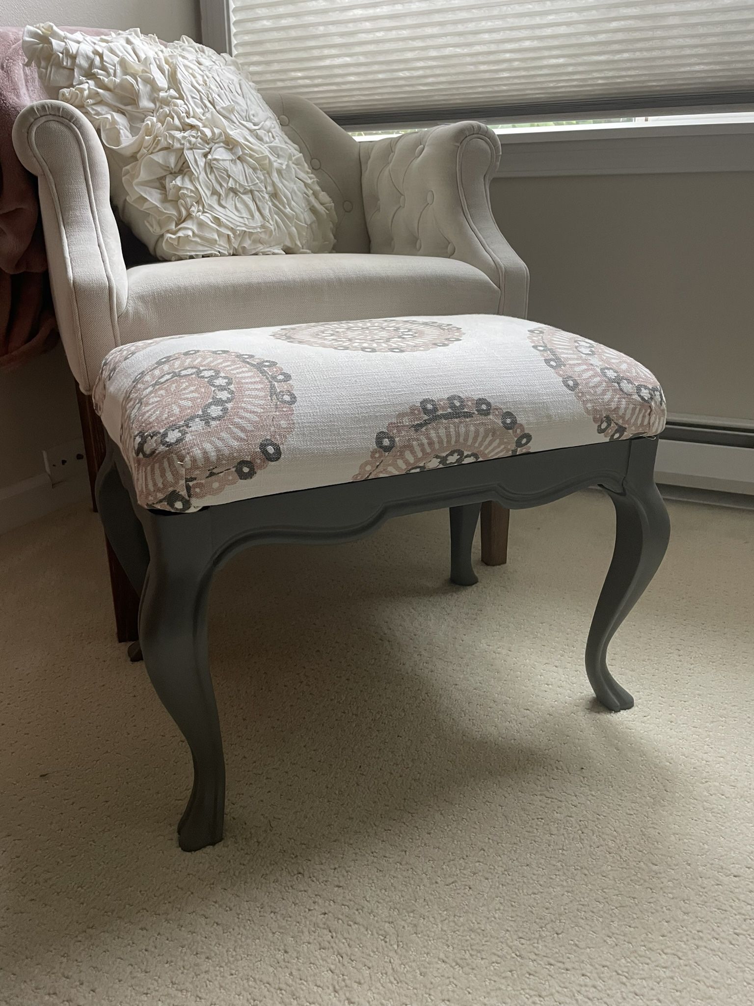 Footstool/ottoman For Sale- Ballard Design Fabric