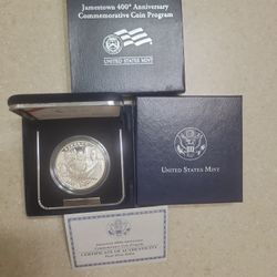 2006 Jamestown 400th Anniversary Proof Silver Dollar.  Comes With Original Box And COA 