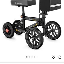 Deluxe Medical Scooter Double Handbrake, All Terrain Steerable Knee Scooter Crutch Alternative, for Adults Injured Ankle & Foot Recovery in Blacks