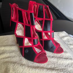 Red And Black Heel Black Is Leather 10
