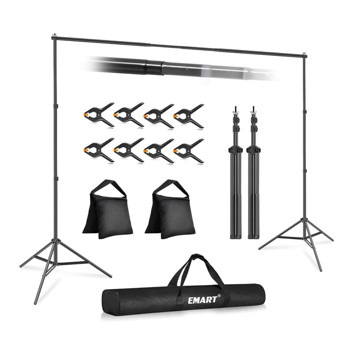 EMART Backdrop Stand 10x7ft(WxH) Photo Studio Adjustable Background Stand Support kit