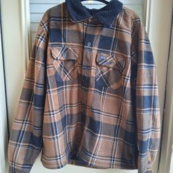 Smith's Workwear Men's Sherpa-Lined Plaid Polarfleece Jacket
