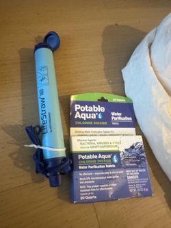 LifeStraw Personal Water Filter and Potable Aqua Purification Tablets