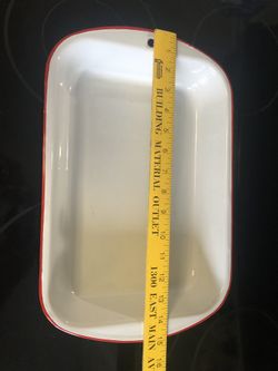 Vintage Enamel Pan with Red Trim
