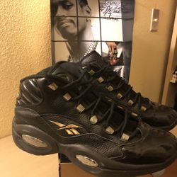 Reebok Question Mid Black/gold size 10.5 special box 10th Anniversary 2006