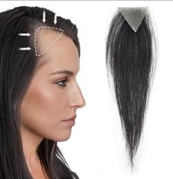 2 Human Hair Tape In Triangular Sideburns Hair Loss 1.6"x1.6"x1.6"x6" 1B