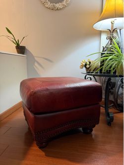 Vintage Genuine Leather Ottoman