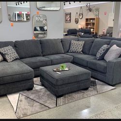 U Shape Dark Slate Large Sectional Couch| Living Room 🌟 In Stock✅ Fast Delivery 🚚 