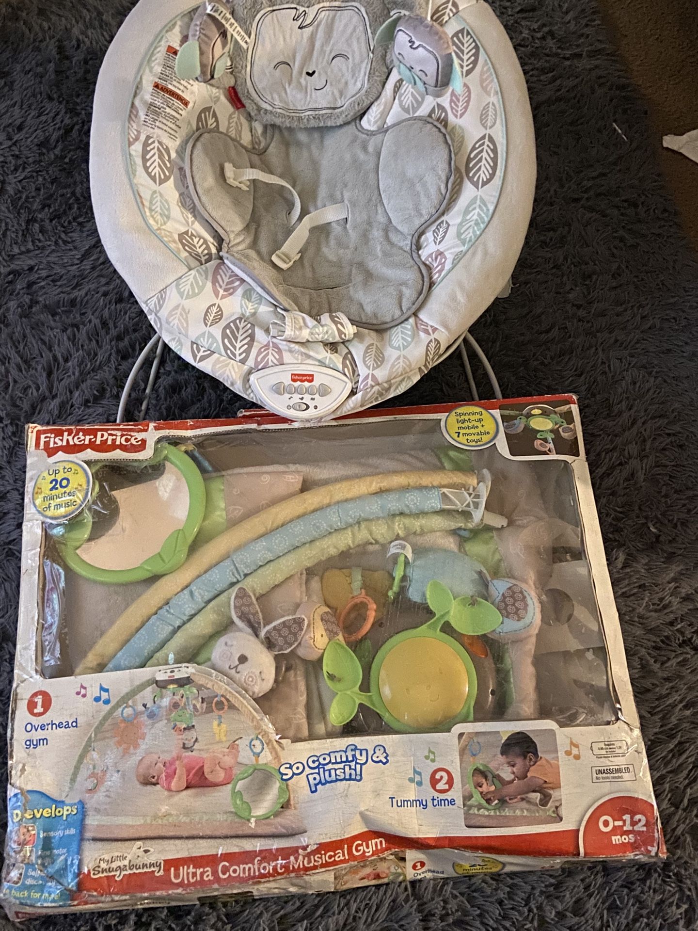 Fisher Price Safari Dreams, Baby Swim PLUS Fisher-Price My Little Snugabunny Ultra Comfort Musical Gym!!!$20.00 Each!!!!