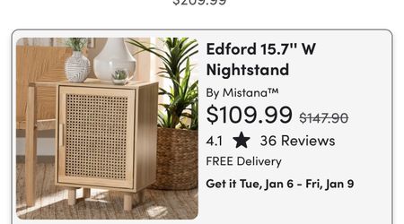Rattan Bedside Table